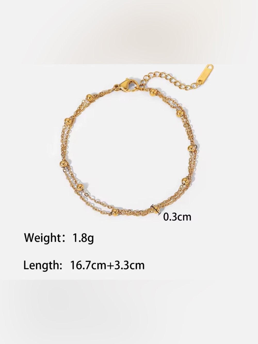 Delicate Gold Beaded Double-Chain Bracelet